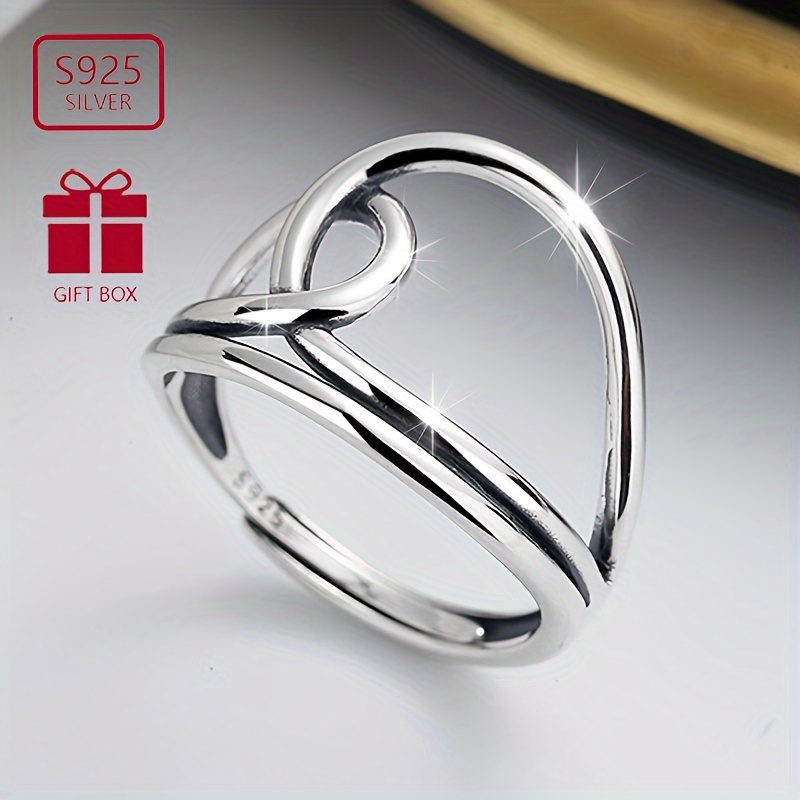 S925 Sterling Silver Double Layer Irregular Cross Ring